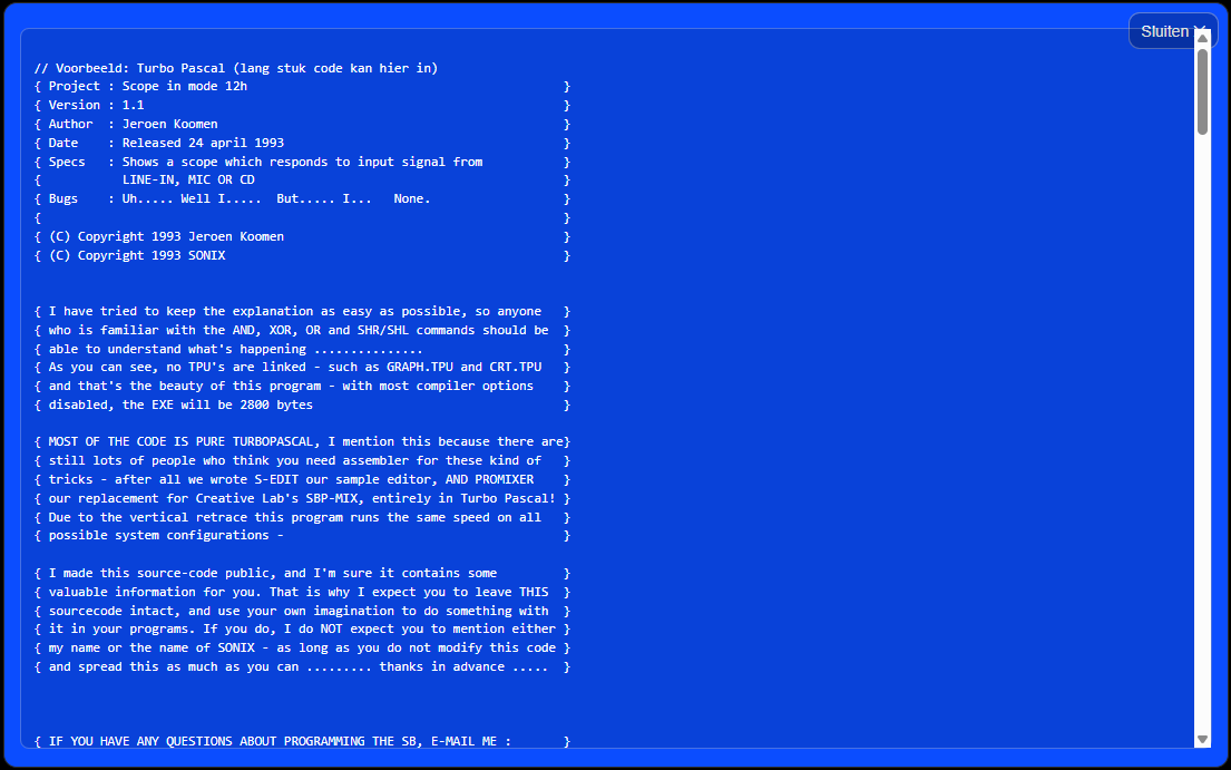 Voorbeeldcode – Turbo Pascal/ASM